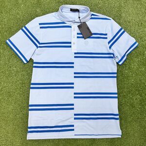 G/Fore Off Set Stripe Golf Polo Men's Large Performance Blue NWT